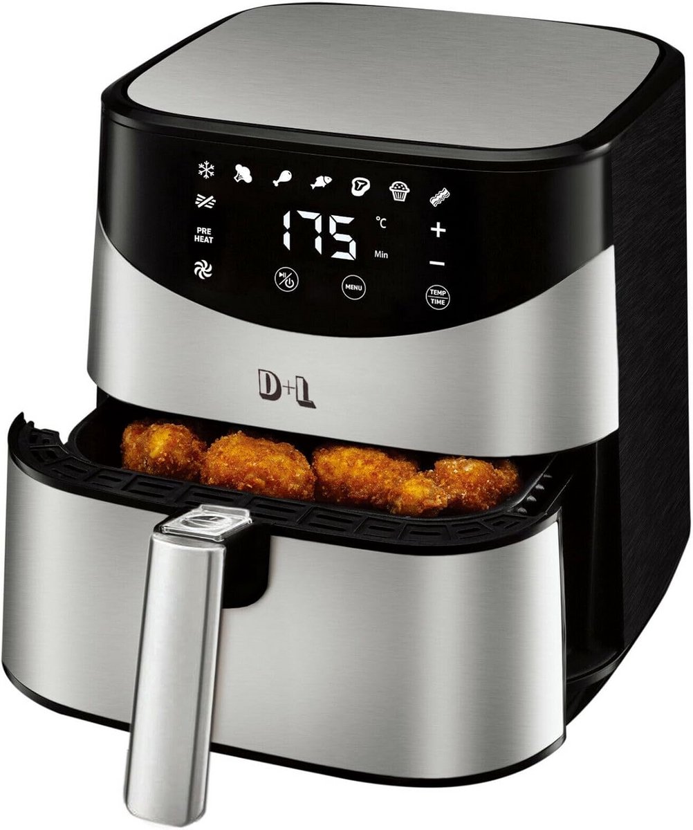XL Heteluchtfriteuse 5 Liter RVS - 1700W - Vetvrij Frituren en Grillen