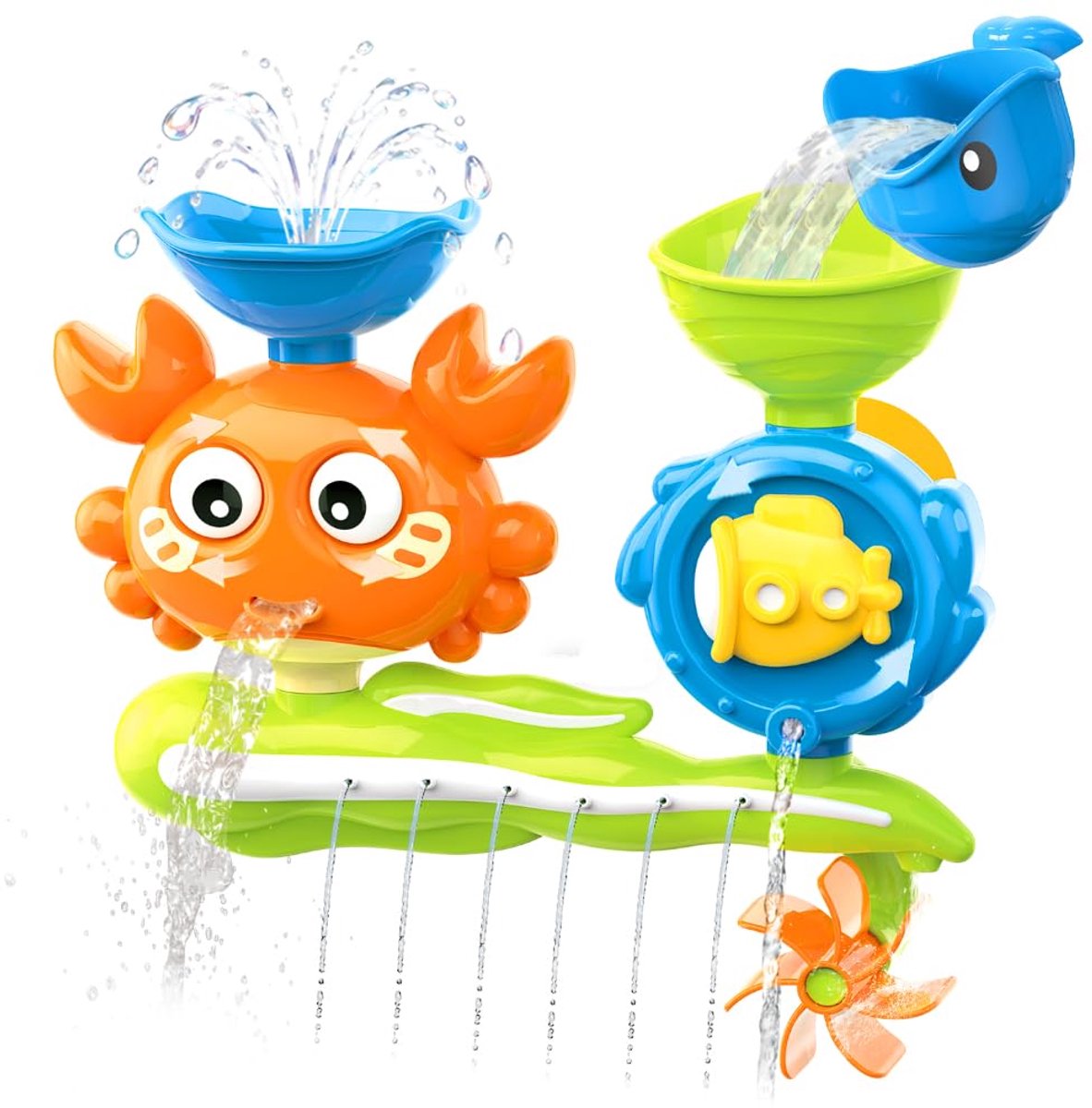 Badspeelgoed voor baby's van 1-3 jaar - Badspeelgoed in de vorm van een krab, schimmelbestendig badspeelgoed met zuignap, badspeelgoed voor kinderen, interactief speelgoed, cadeau voor jongens en meisjes - Oranje