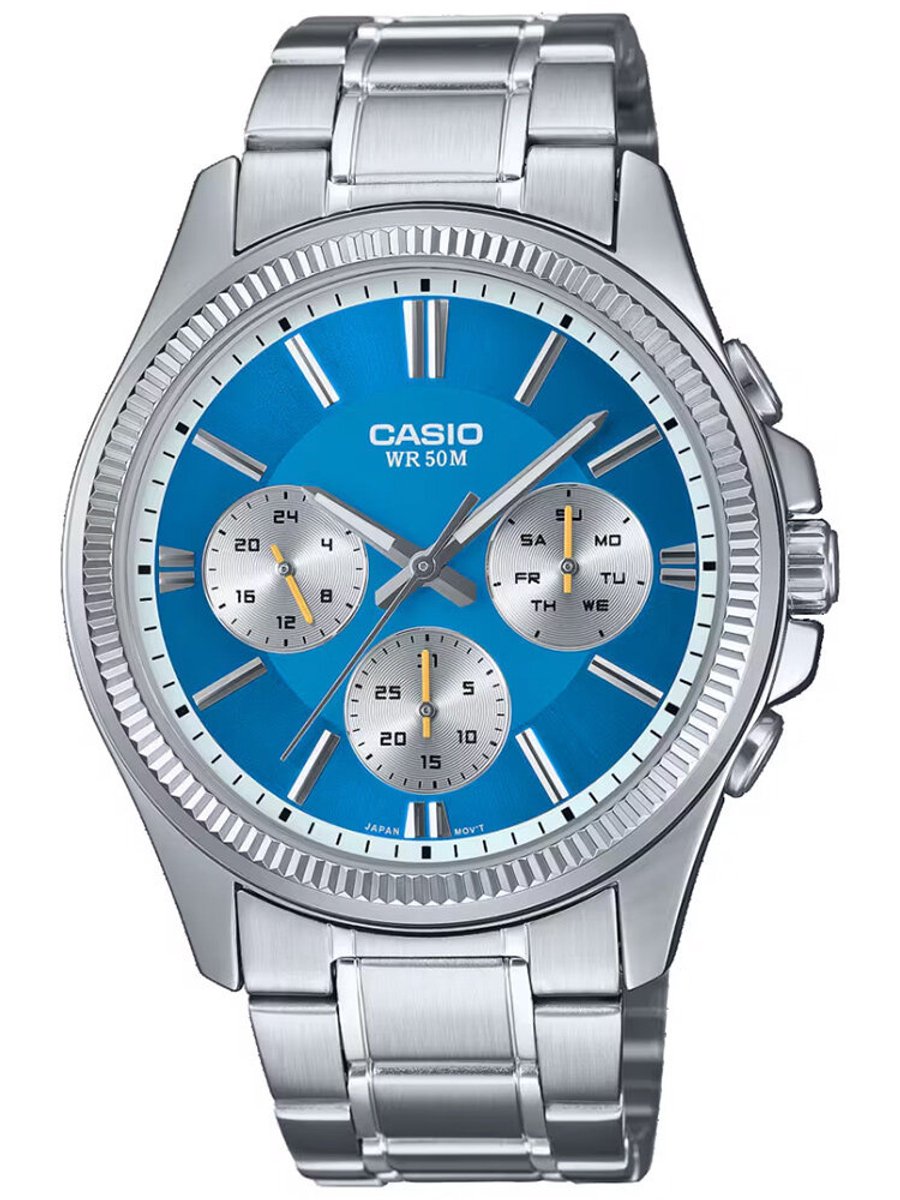 Casio MTP-1375D-2A2 - Herenhorloge - Blauw - Chronograaf - Stalen Armband