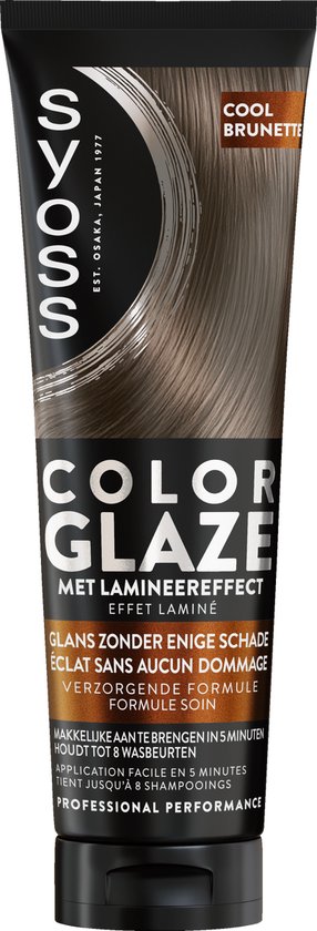 Tube Syoss Color Glaze Cool Brunette met lamineringseffect, glans zonder schade, verzorgende formule.