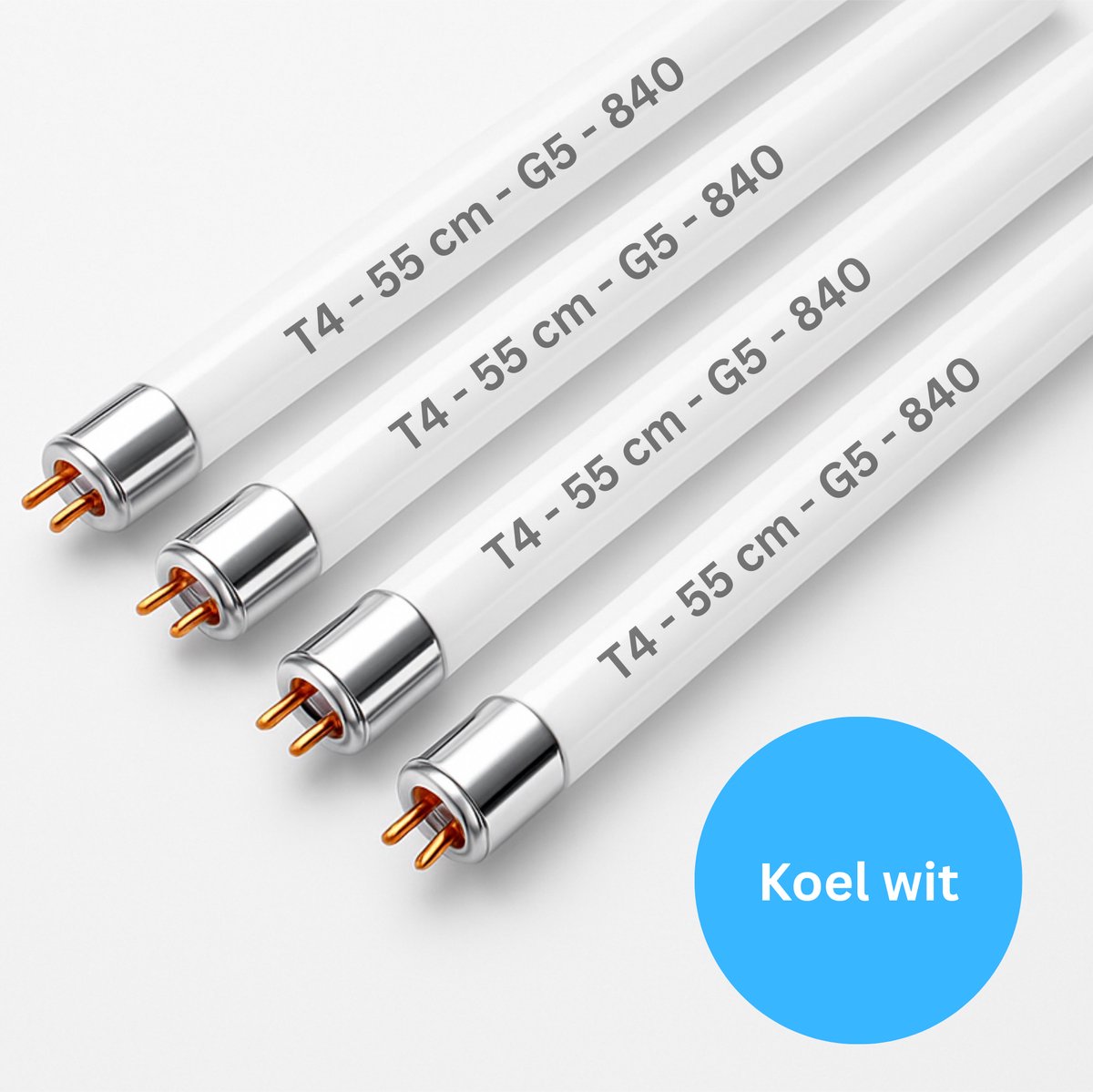 4x Traditionele T4 TL lampen 20W – 55 cm – Koel wit 4000K 840 – G5 fitting – ⌀12 mm