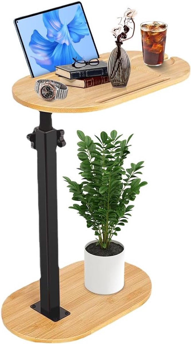 Bijzettafel C-vorm, bijzettafel, bank, in hoogte verstelbaar, 360 graden draaibaar, kleine bijzettafel, 40 x 22 cm