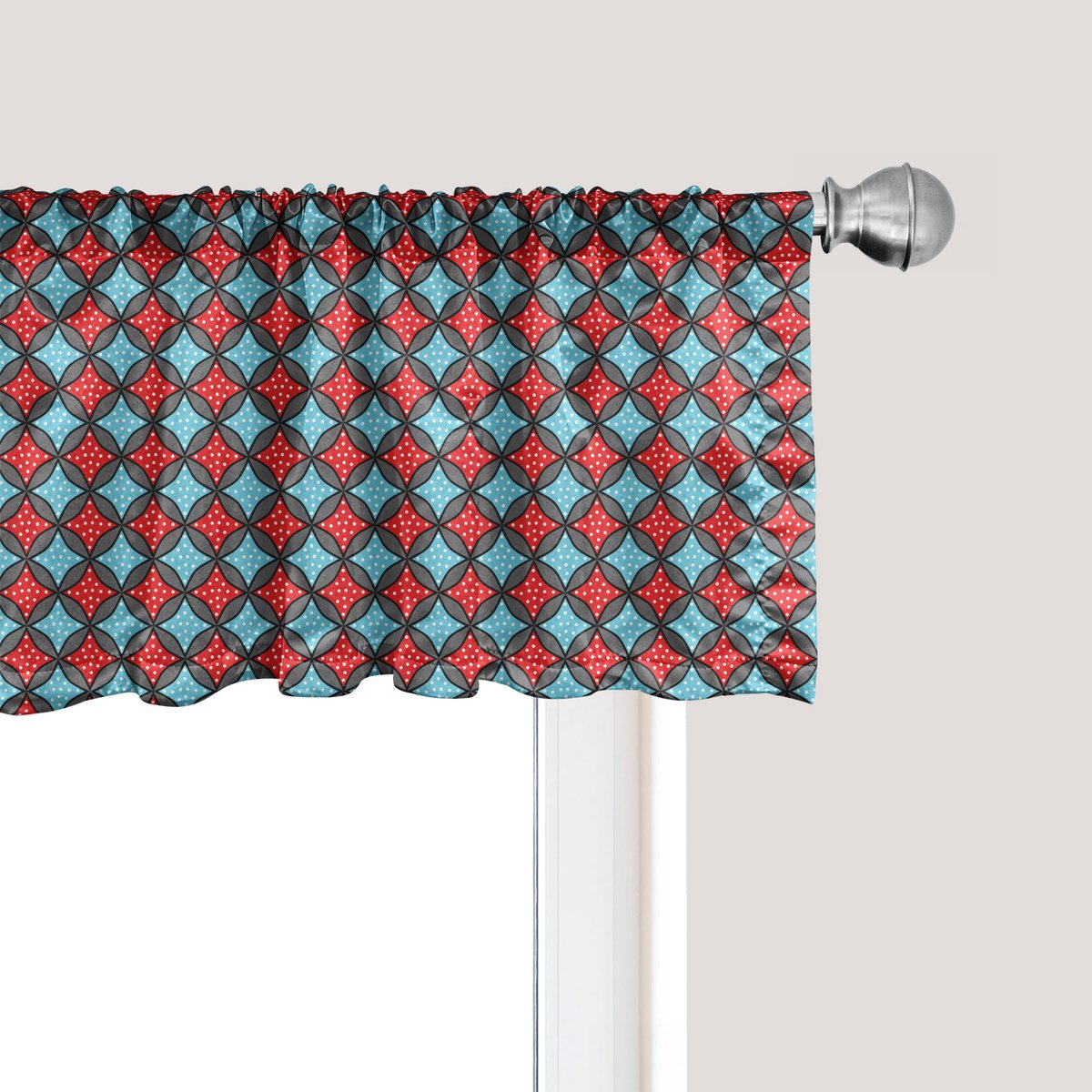 ABAKUHAUS geometrische raamvalletje, gordijnvalletje voor keuken- en slaapkamerdecoratie met tunnelzoom, 137 cm x 45 cm, veelkleurig