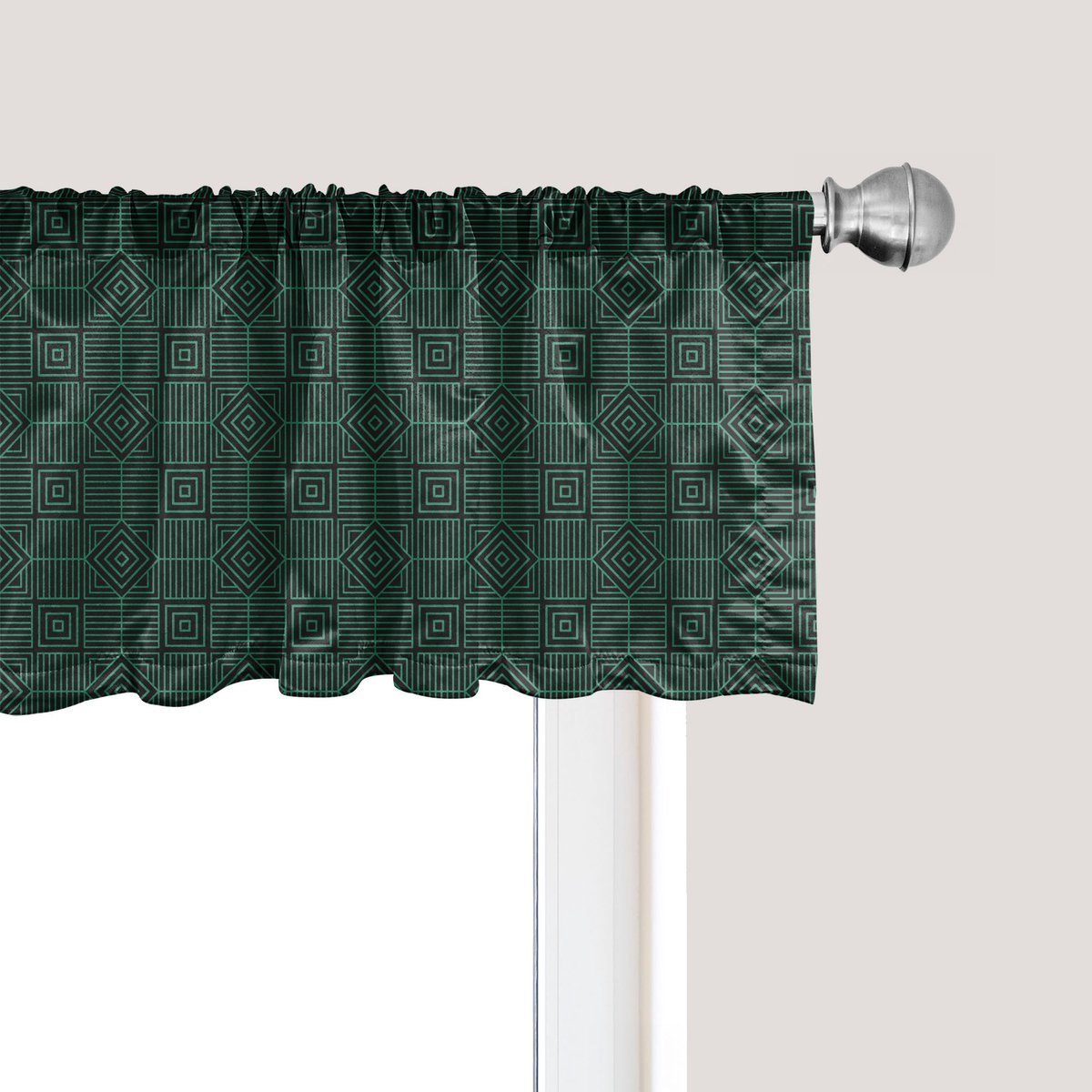 ABAKUHAUS Abstracte raamvalance, gordijnvalance voor keuken en slaapkamer met tunnelzoom, 137 cm x 30 cm, antracietgrijs jadegroen