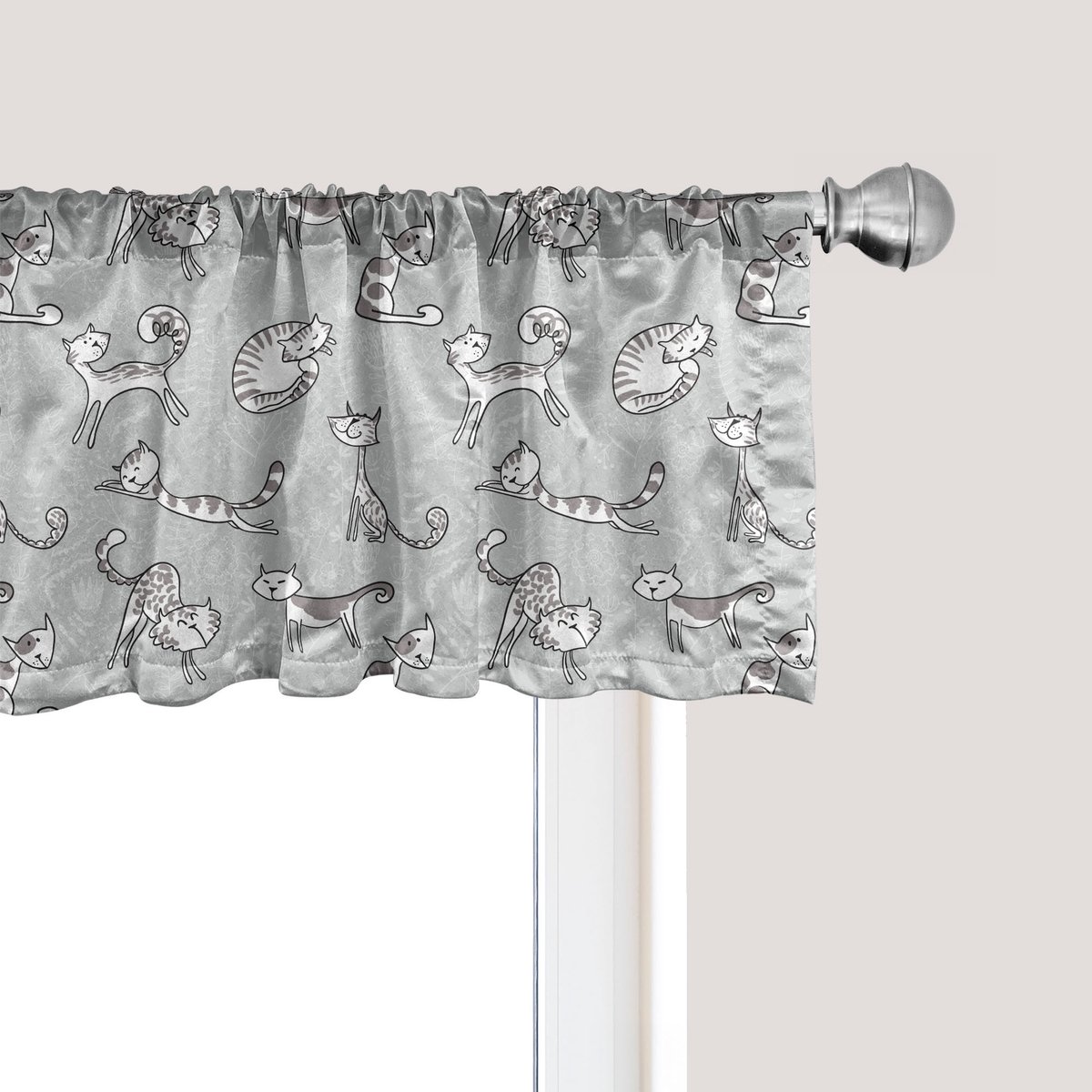 ABAKUHAUS Grijze raamvalletje, gordijnvalletje voor keuken en slaapkamer met tunnelzoom, 137 cm x 30 cm, wit