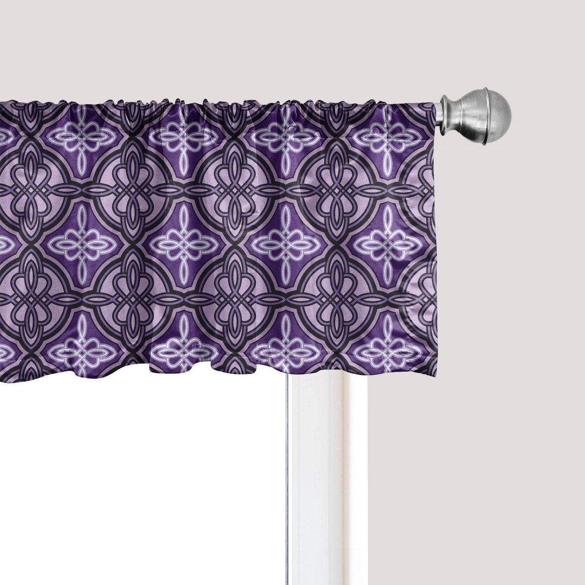 ABAKUHAUS Keltisch raamvalletje, gordijnvalletje voor keuken en slaapkamer met tunnelzoom, 137 cm x 45 cm, Violet Lila