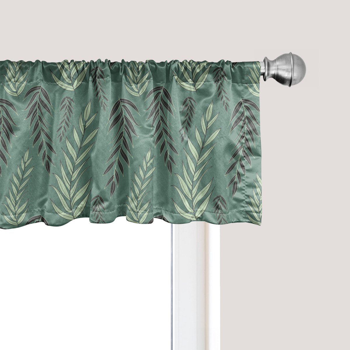 ABAKUHAUS Gordijnvalletje in gedempte kleuren, gordijnvalletje voor keuken en slaapkamer met tunnelzoom, 137 cm x 45 cm, lauriergroen lichtgroen