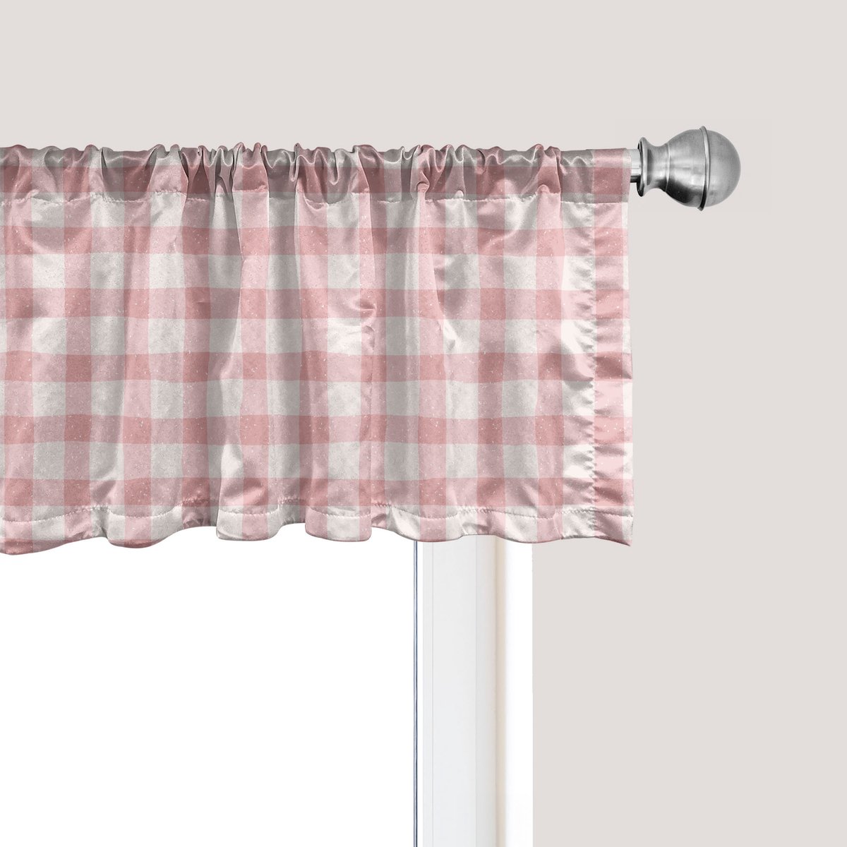 ABAKUHAUS Abstracte raamvalance, gordijnvalance voor keuken en slaapkamer met tunnelzoom, 137 cm x 30 cm, babyroze en roze