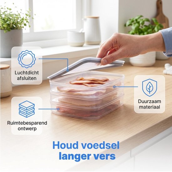 Boîtes de conservation empilables et transparentes avec charcuterie, étanchéité et matériau durable.