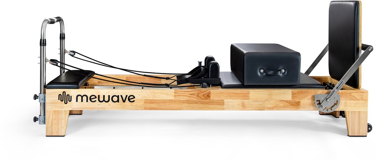 Mewave© Pilates Reformer WOOD – Houten reformer – Voor Thuis & Studio – App met pilates workouts – Hout