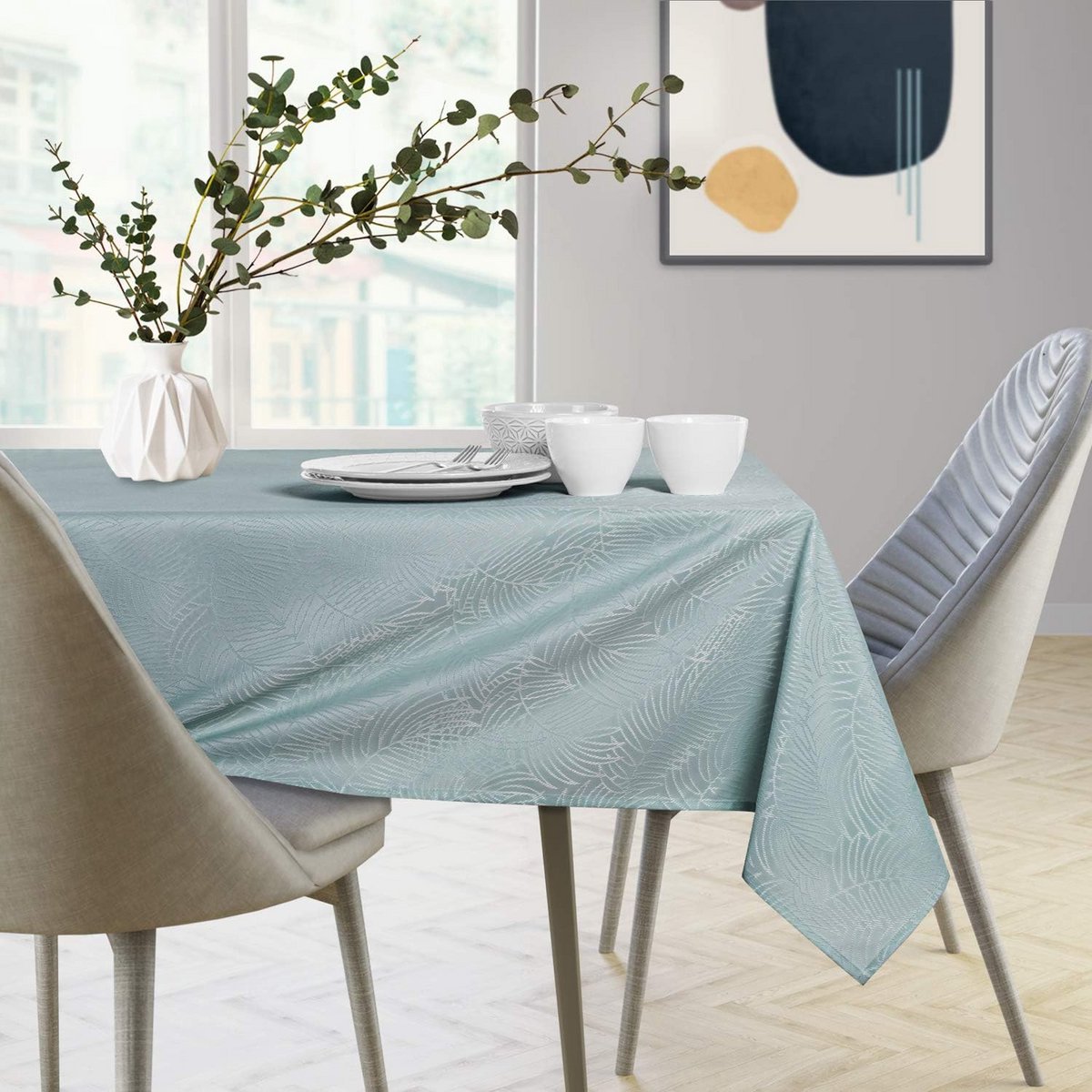 Waterafstotend Tafelkleed Linnenlook Mint met Lotus Effect Vierkant