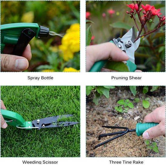Deze 10-delige tuingereedschapset, inclusief een ergonomische en duurzame gereedschapshouder, is het perfecte tuincadeau voor vrouwen, mannen en gezinnen. van Merkloos	 — afbeelding 4