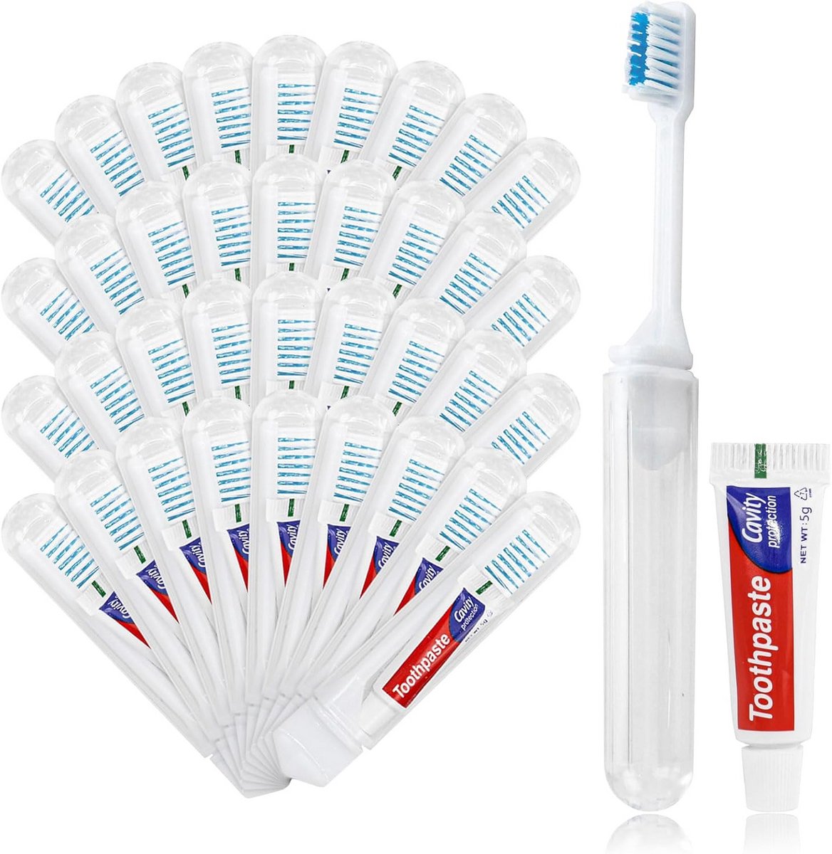 Reistandenborstelset met Mini Tandpasta 10 Stuks Opvouwbaar