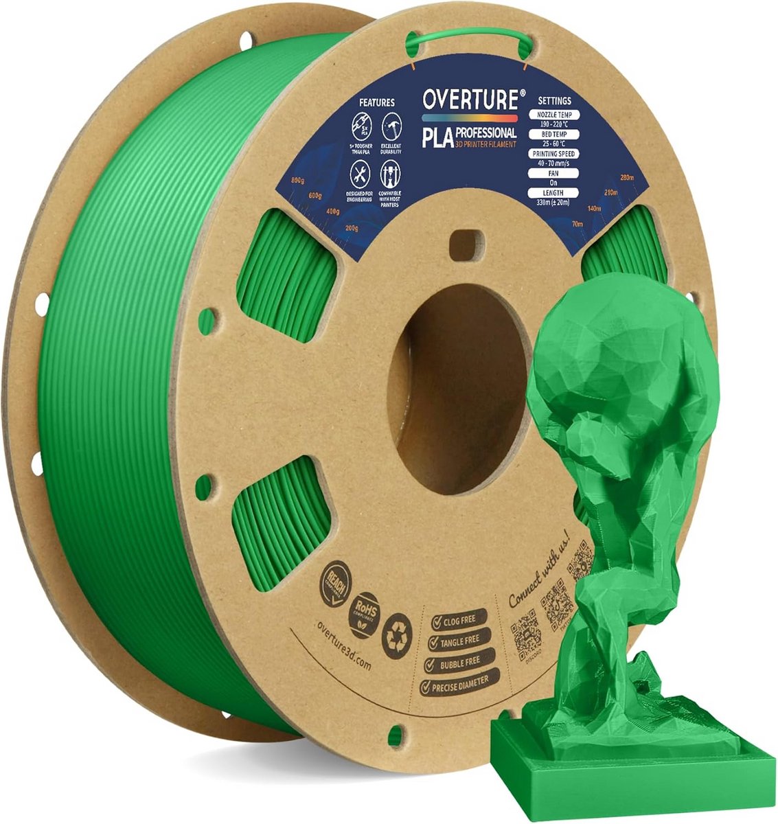 Sterk PLA Filament 1,75 mm Groen - Hoge Nauwkeurigheid 1 kg voor 3D-printers