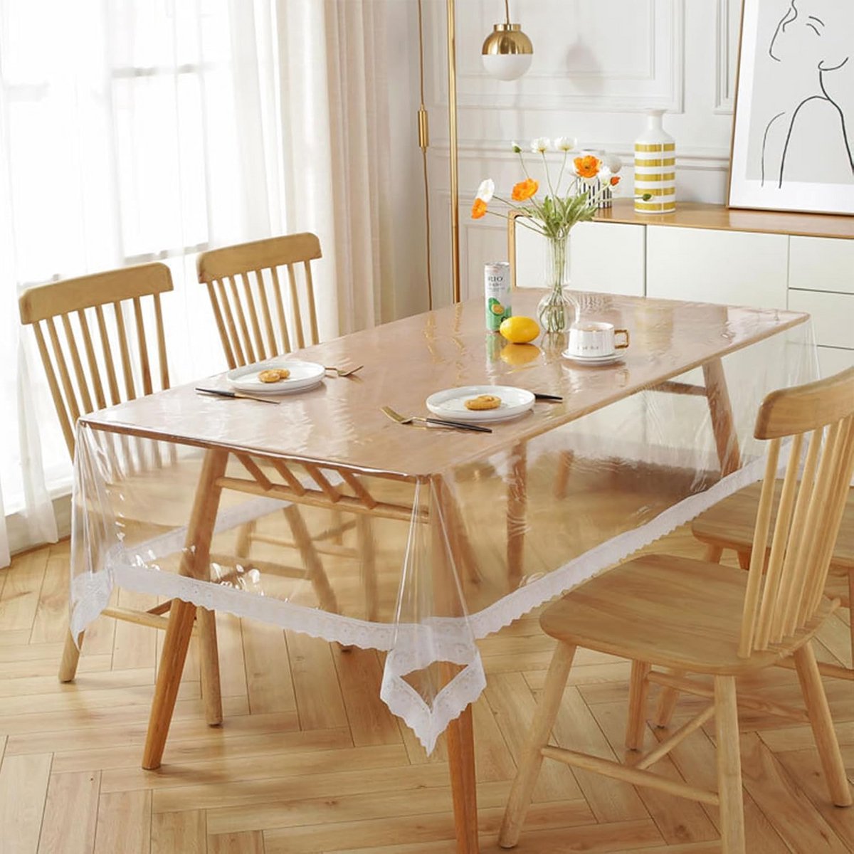 Transparant Tafelkleed 180x140 cm - Waterdichte Tafelbeschermfolie PVC