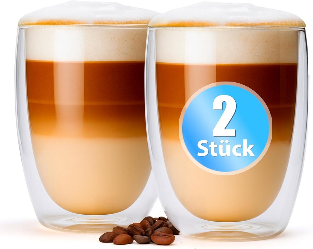 Dubbelwandige Latte Macchiato Glazen Set van 2 - Hittebestendig Borosilicaatglas