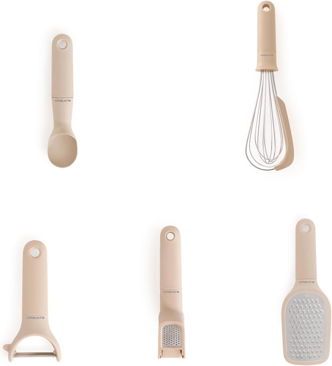 5-Pack Keukengerei Set: Y-Schiller, IJsschep, Garde, Rasp en Knoflookpers van RVS