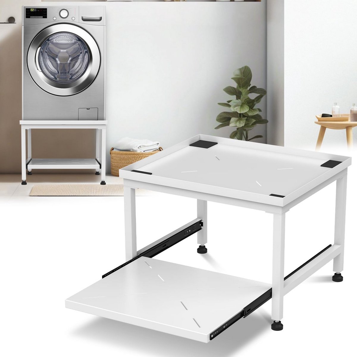 Wasmachine Onderstel met Lade 45.5 cm Hoogte - Apparaatstandaard met Antivibratie