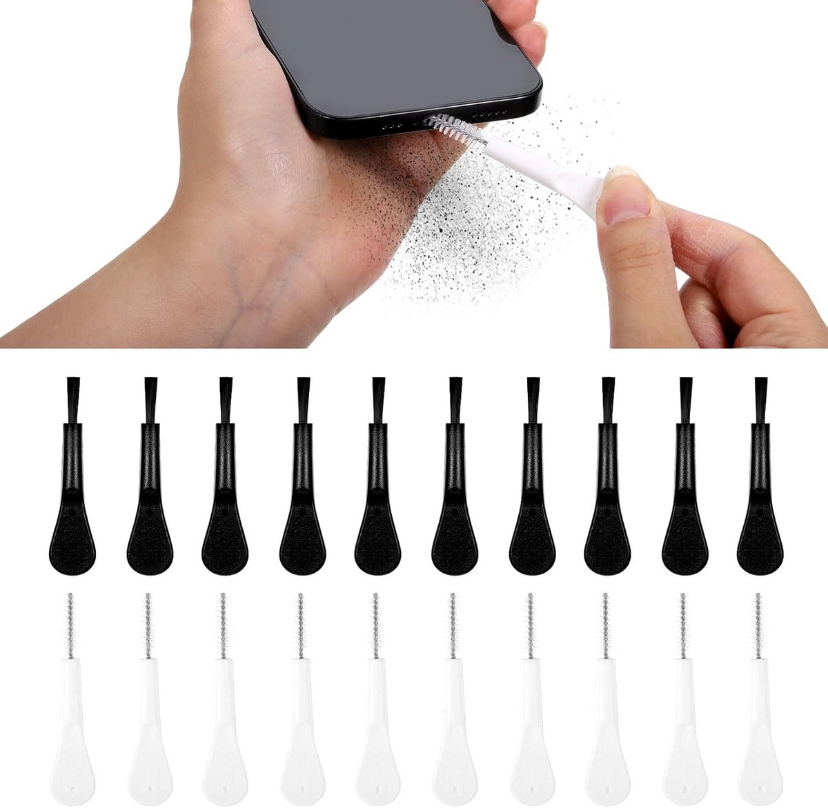 20 stuks Mini Poetsborstel Set voor USB C Poort, Oordopjes en Luidsprekerreiniging