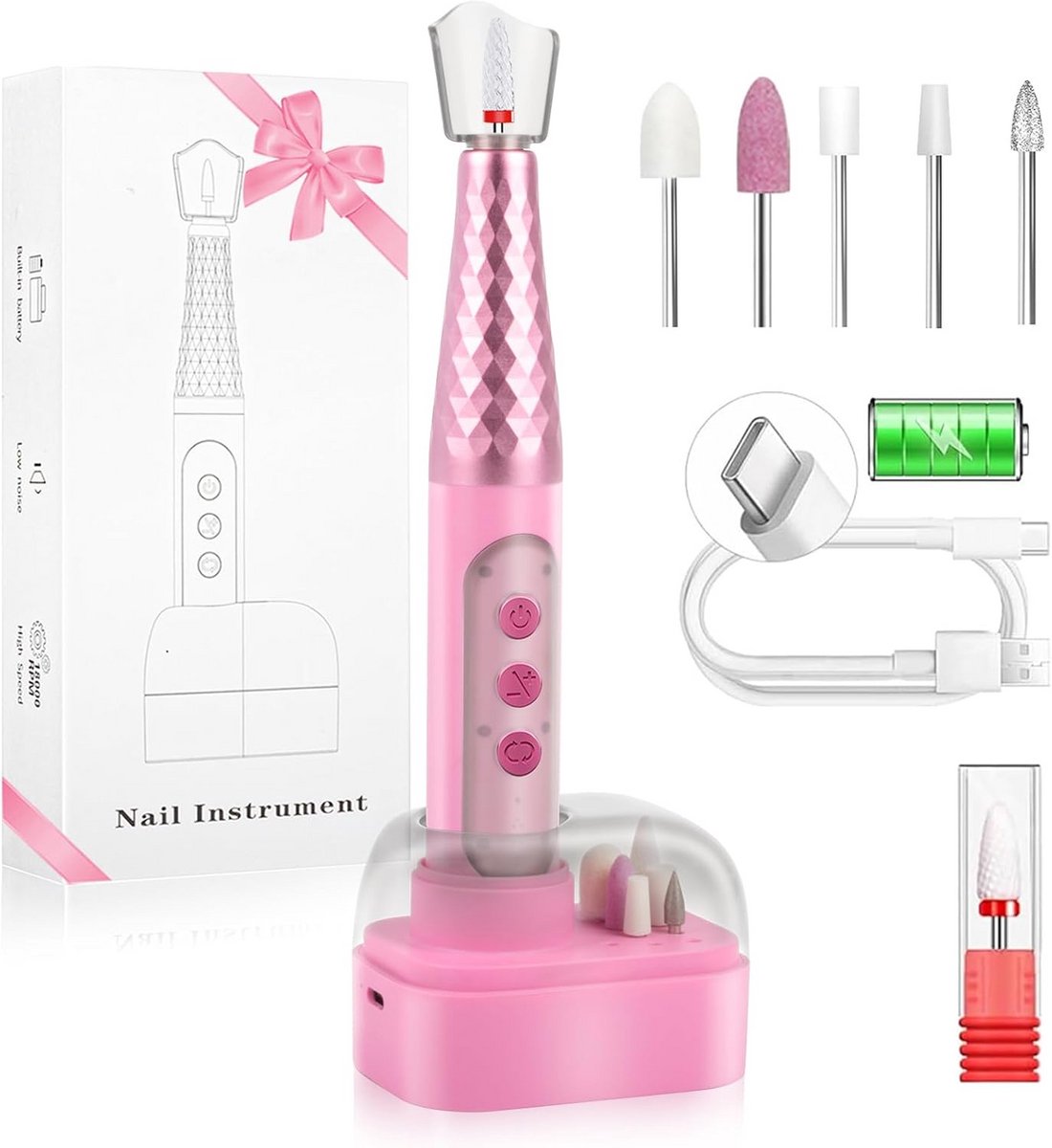 Draadloze Elektrische Nagelvijlset voor Manicure en Pedicure