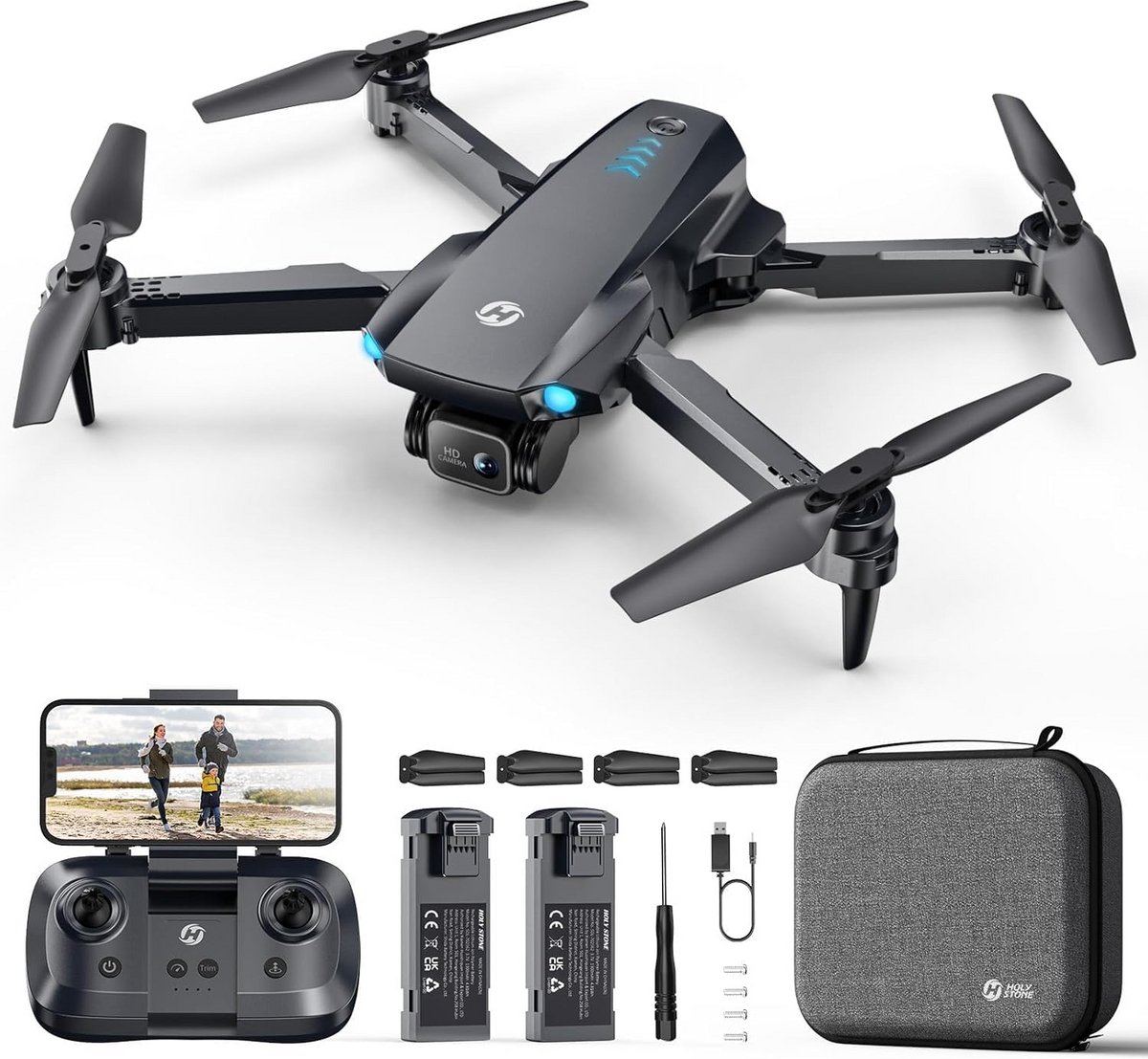 Opvouwbare Drone met 1080P HD Camera & FPV, Optische Flow, App Bediening