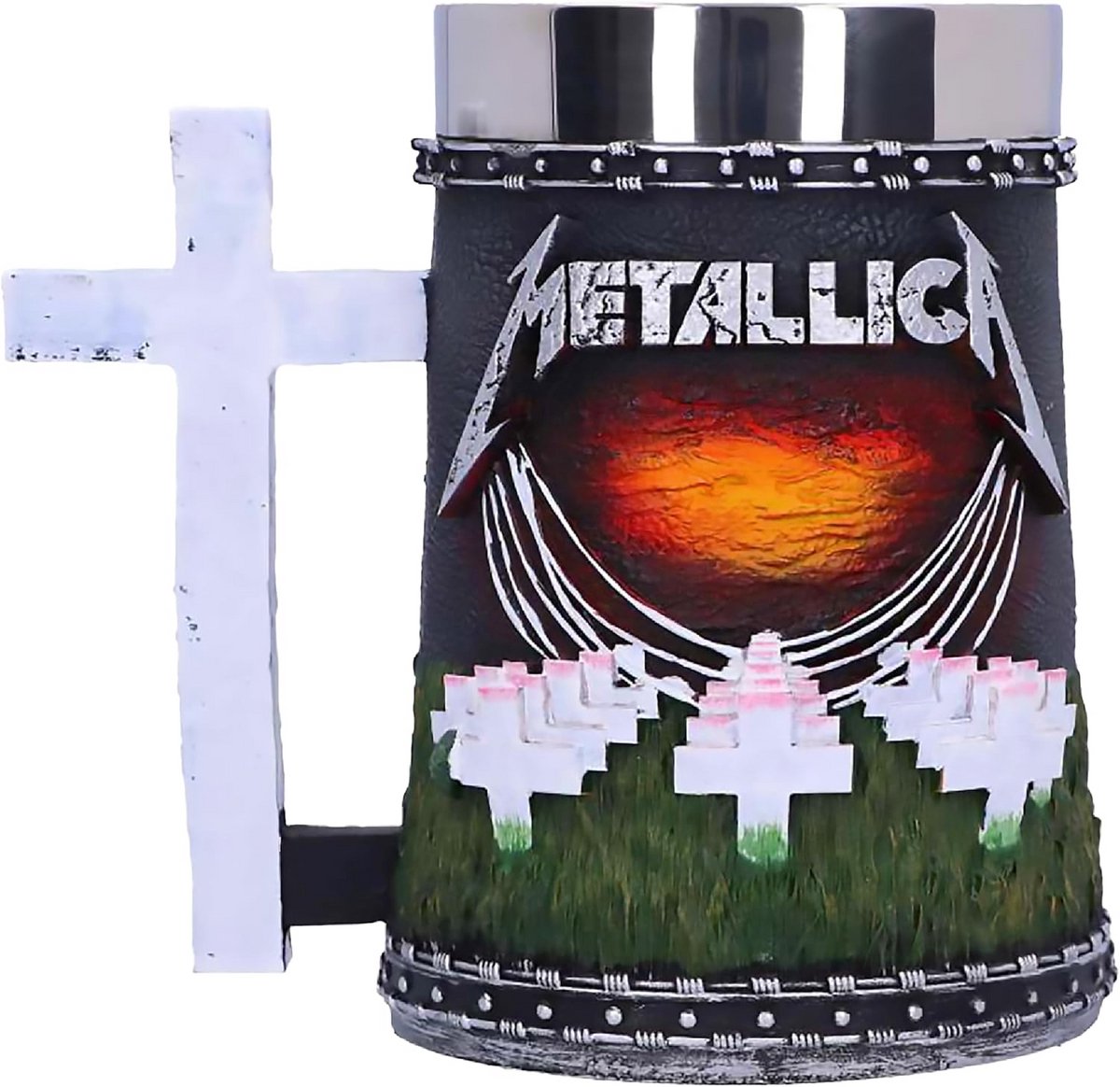 Metal Bierpul met Schedelkunstwerk en Bandlogo - Resin