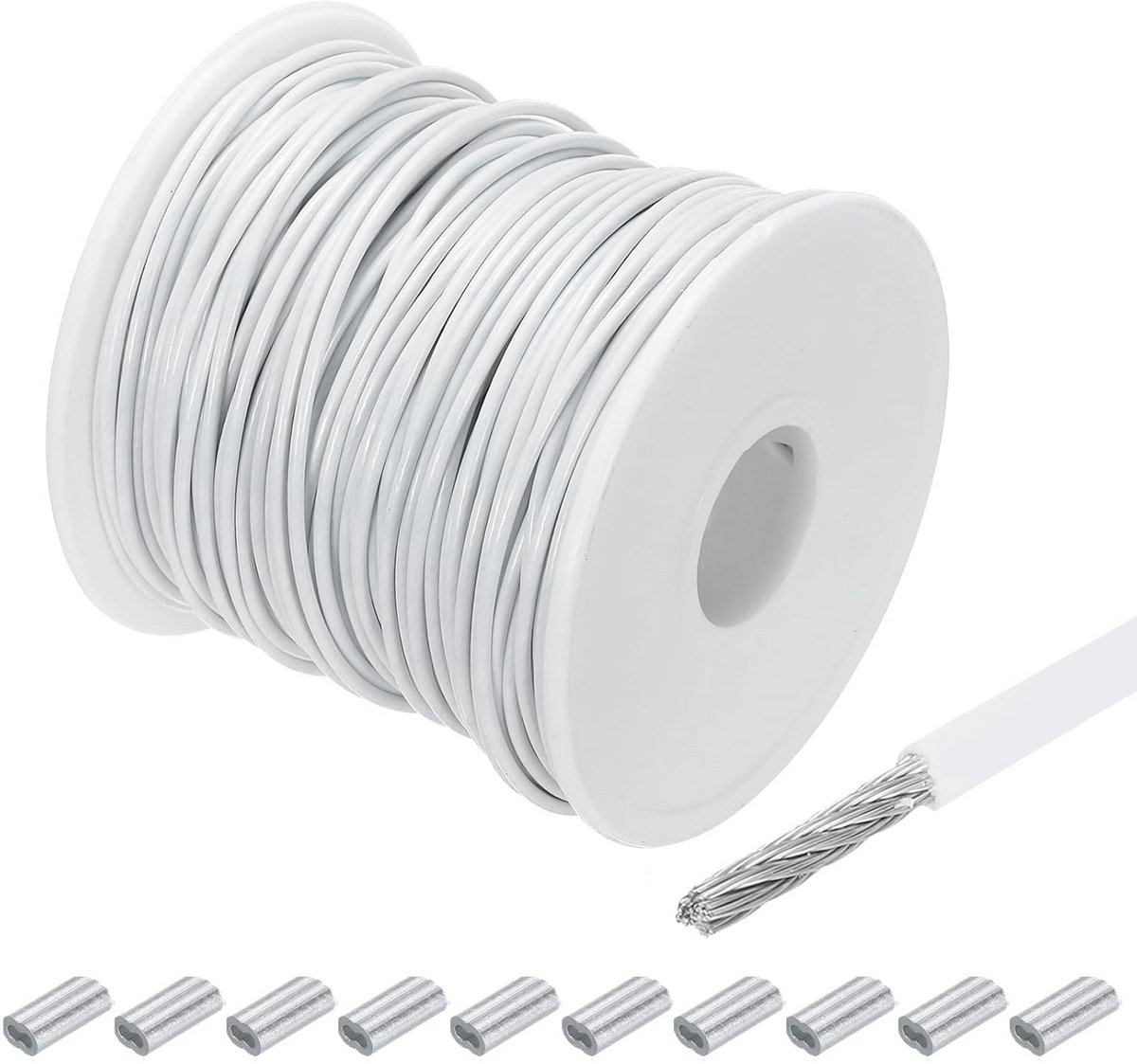 RVS 304 Staalkabel 50 Meter met Aluminium Hulzen Sterk en Flexibel