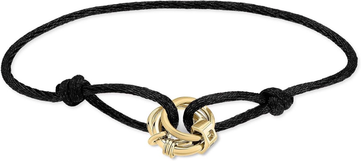 Damesarmband Stof met Gouden RVS Hangers