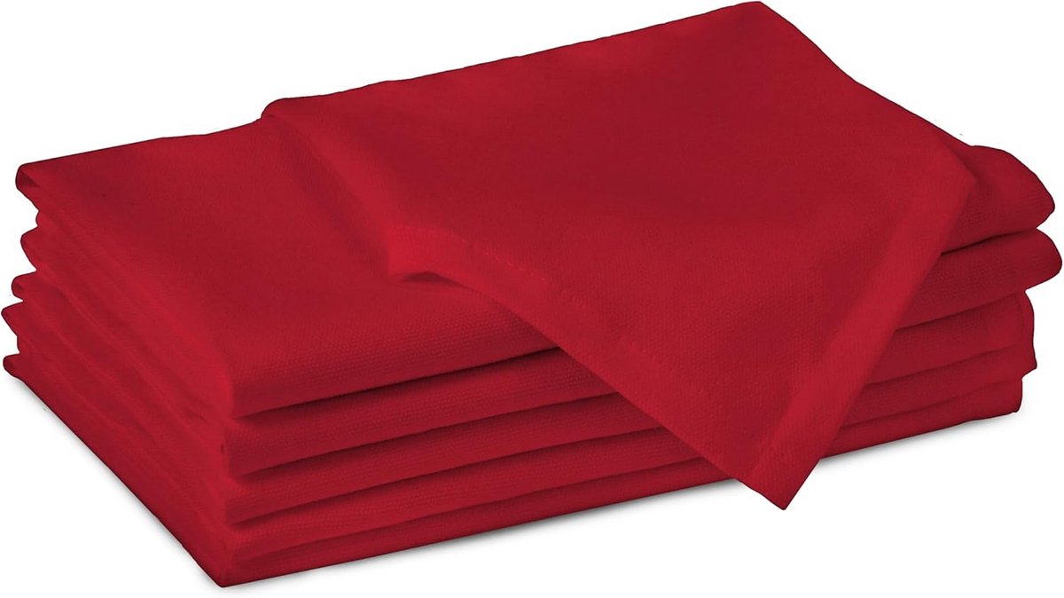 Set van 6 Katoenen Tafelservetten Herbruikbaar 43x43 cm Dieprood