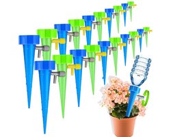 20 stks druppelirrigatieset - druppelfles met regelklep - Waterdruppelaar - Plant Bewateringssysteem - Druppelsysteem - automatische sproeiers - sproeiapparaat met instelbare snelheid - voor buiten- en binnenplanten - Blauw en Groen