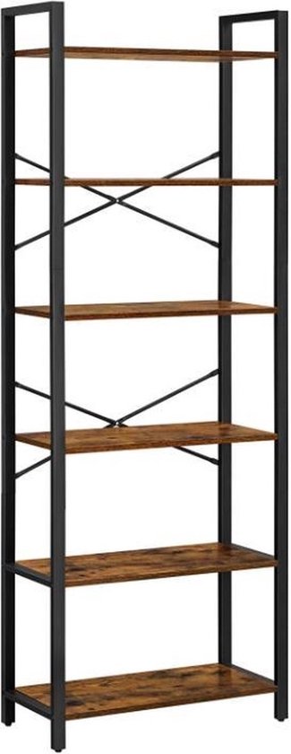 Grote open boekenkast industrieel – 6 planken – Zents XL IN-HOMEXL – 165 cm