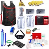Advanced Compleet Noodpakket voor Thuis - Noodradio - Survivalradio - Overlevingspakket - EHBO Kit - Powerbank - Rugzak - Waterfilter - 4x Warmtedeken - Noodkaarsen - 4x Nood Toilet - Knijpkat Zaklamp - door Overheid Geadviseerd