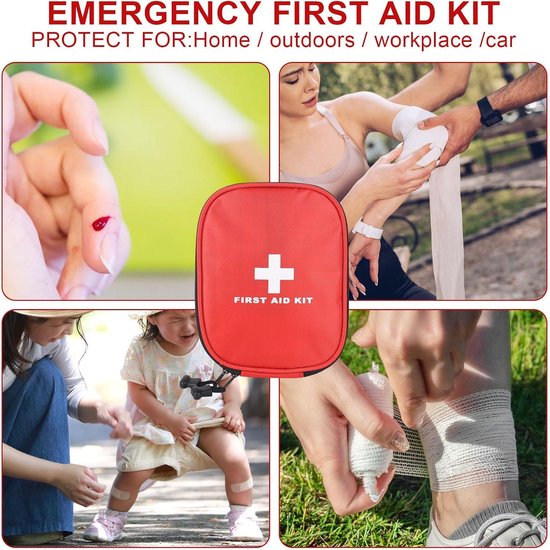Mini trousse de premiers secours de voyage 46 pièces pour voiture, sac d'urgence pour voiture, outdoor , vélo, maison, moto, lieu de travail, camping, randonnée, urgences