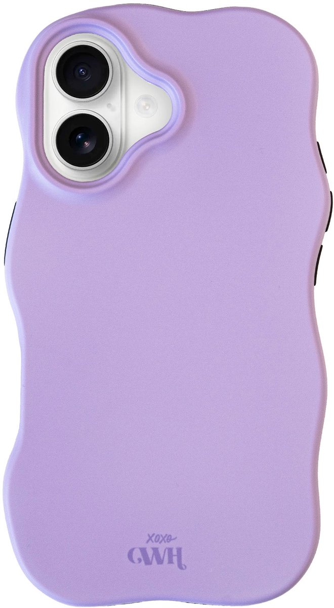 xoxo Wildhearts Wavy Case Purple telefoonhoesje - Geschikt voor iPhone 16 - Golvend hoesje met dubbele beschermlaag - Matte afwerking - Silicone case met golven - Vlekbestendig - Paars