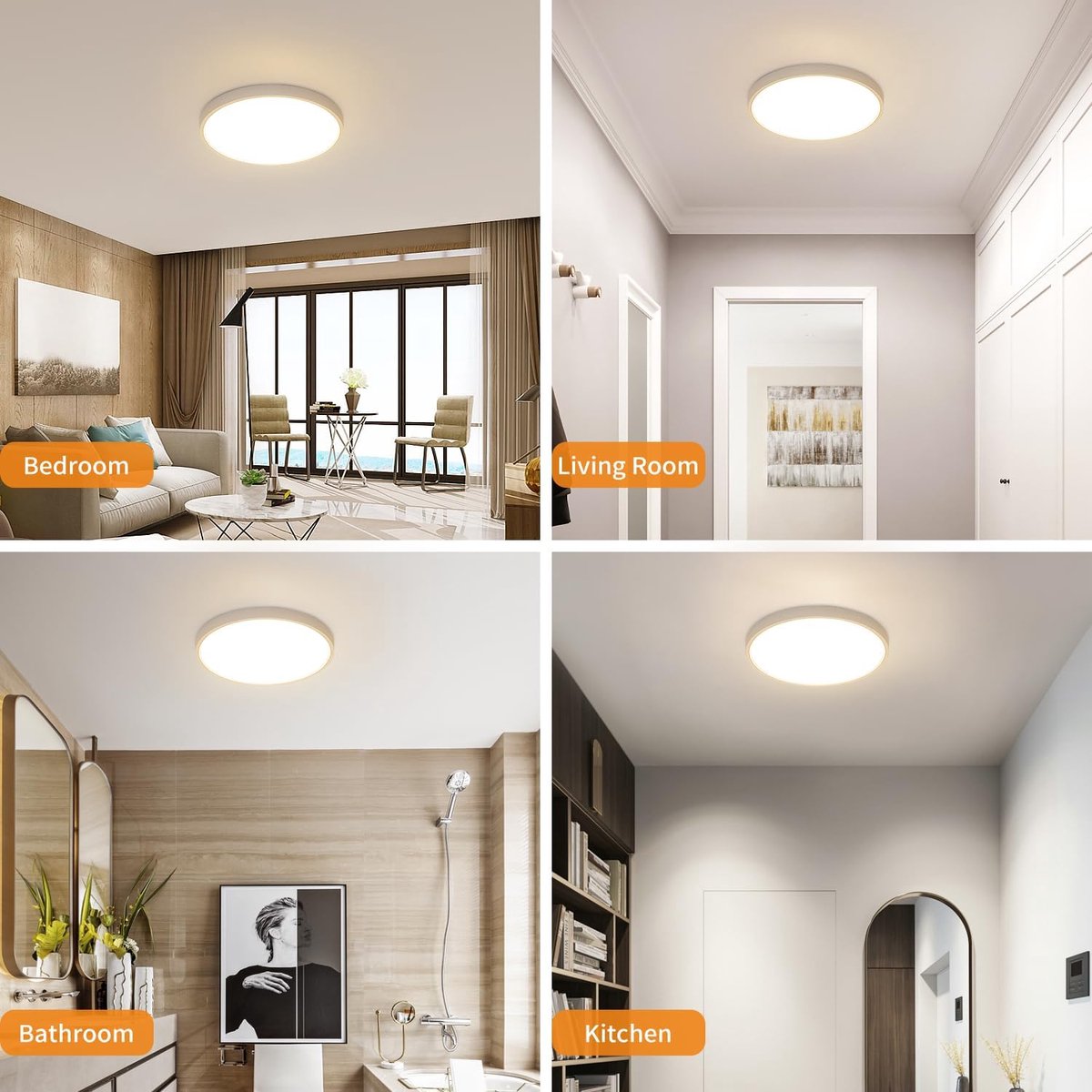 Haobosic - LED-plafondlamp, 32W, 4000K, 2800 LM, ronde, platte plafondlamp, 30 cm x 2,5 cm, ultraslank, neutrale lichtbron voor woonkamer, slaapkamer, gang