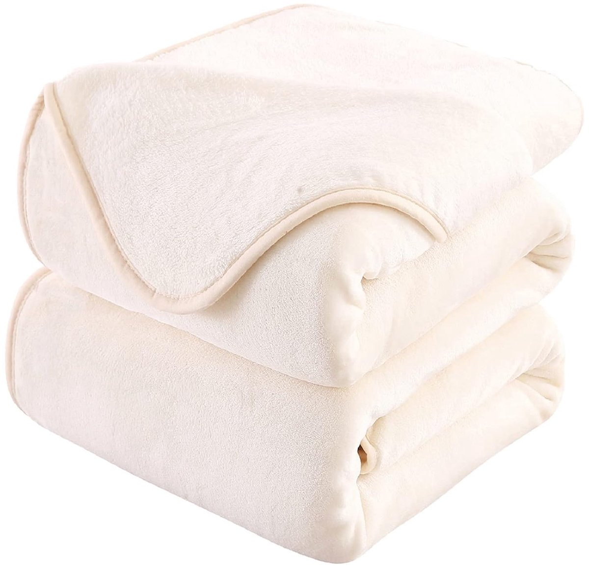 Famanu - Dikke Fleece Deken - Zacht en Warm - 220x240 cm - Ivoor