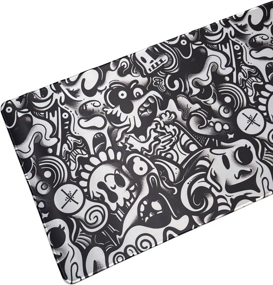 Muismat xxl - Doodle Apocalypse - Gaming - 900 x 400 x 3 mm - Antislip