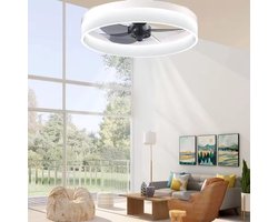 Plafondventilator met LED-verlichting en afstandsbediening – Wit, voor woonkamer, slaapkamer of kantoorruimte