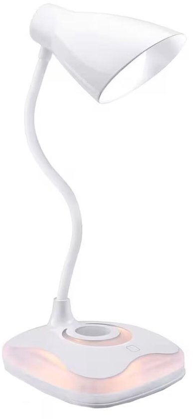Avide Lampe de bureau LED à intensité variable 3,2 W - Lampe de nuit - Rechargeable - Col flexible - 100-240 V - 300 lumens - Wit