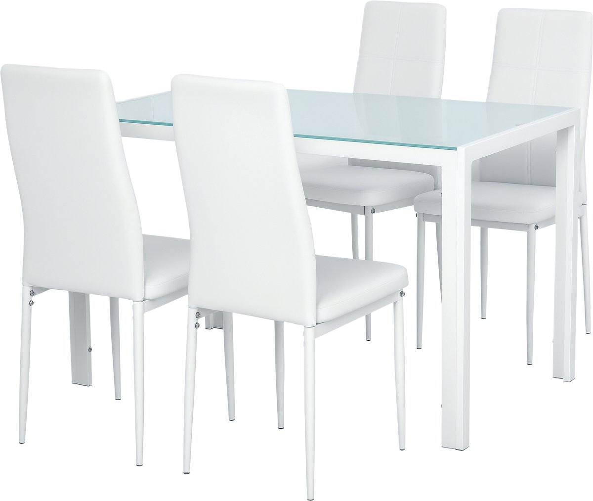 HOMCOM-Eettafelset-Metaal-120x70x75cm-Blanc