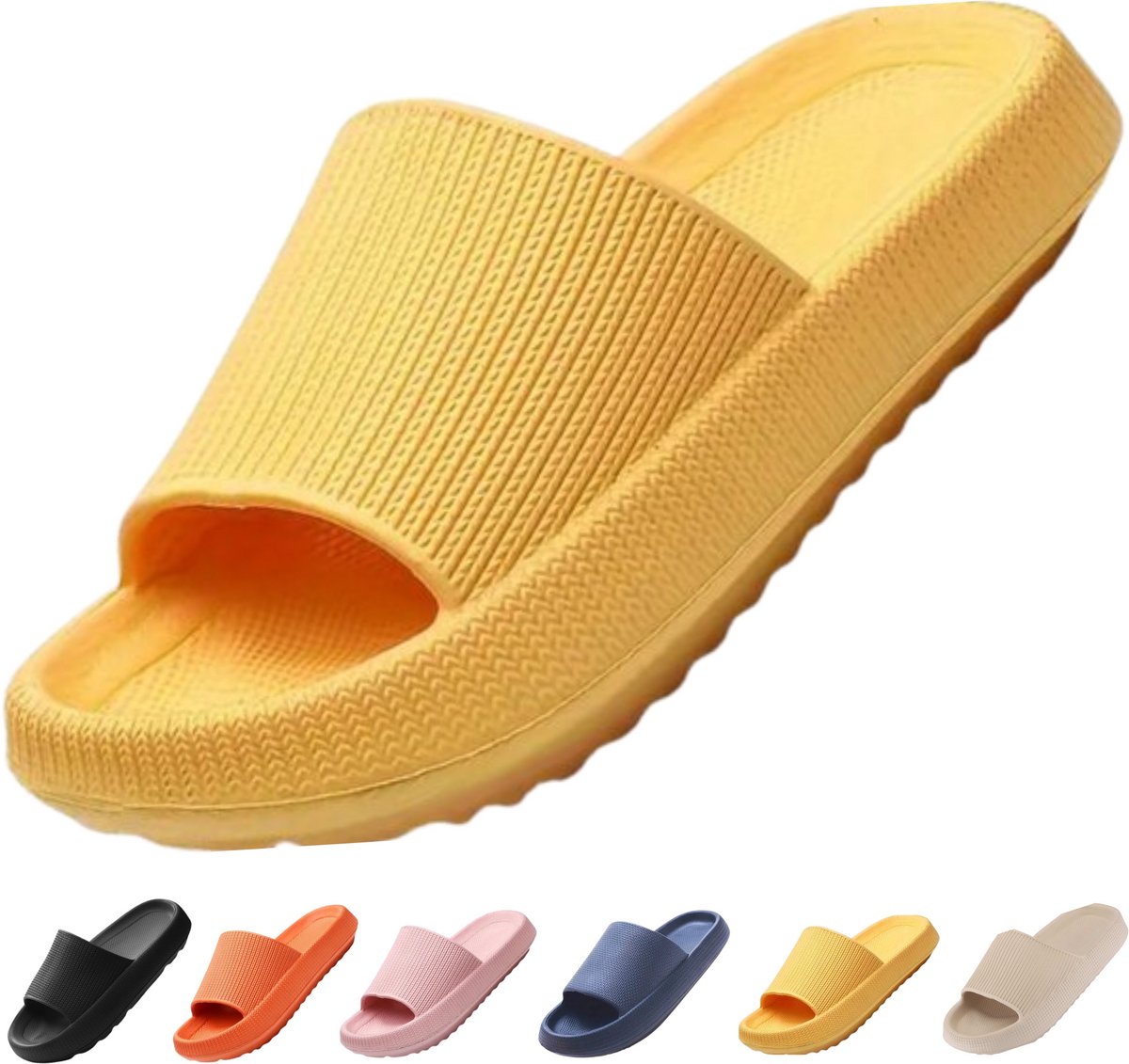 Vivva - Zachte Slippers - Badslippers - Hotelslippers - Slides - Pantoffels - Sloffen - Anti-Slip - Geel - Maat 38/39 - FLIPSY