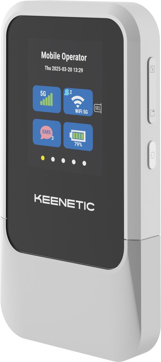 Keenetic Roamer 5G – Mobiele 5G Router – WiFi 6 Hotspot – 4000 mAh Batterij – Unlocked – Display – KN-5210