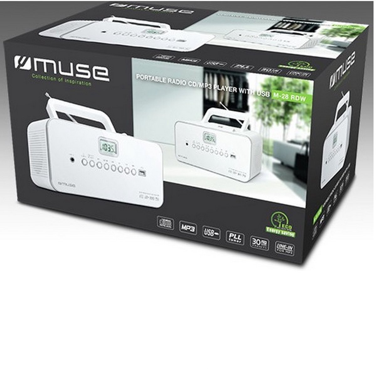 Muse M-28RDW - Draagbare radio/CD-/MP3-speler met USB, wit thumbnail 2