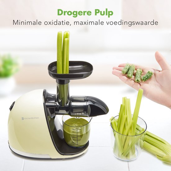 KitchenBrothers Slowjuicer - Presse-agrumes - Presse-légumes et fruits - 700 ml - Avec réservoir à pulpe - Machine à jus - Champagne