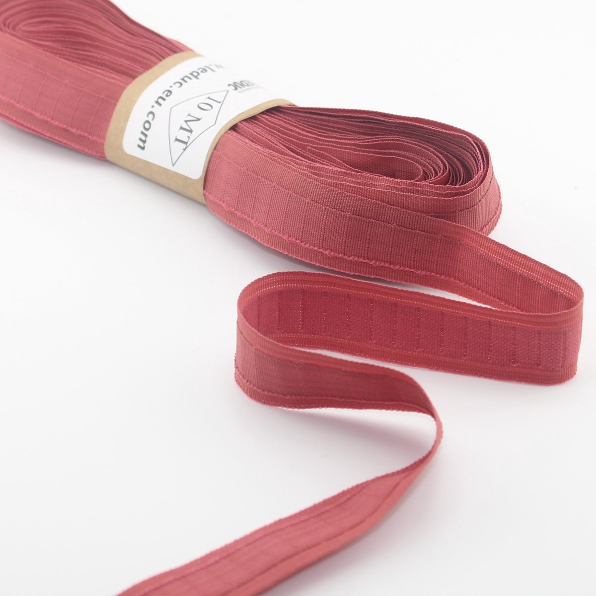 10 Meter GEKLEURDE GORDIJNBAND/RUFLETTE, Breedte 23mm, Zonder Plooien, Plooiband/Zoomband, Kleur ROOD