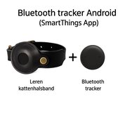 Zwarte Leren Kattenhalsband met Bluetooth Tracker – Inclusief Tracker – Werkt met Samsung & Android Google Find My Device (Find Hub) – Premium Kwaliteit & Veiligheid – Nooit Meer Je Kat Kwijt