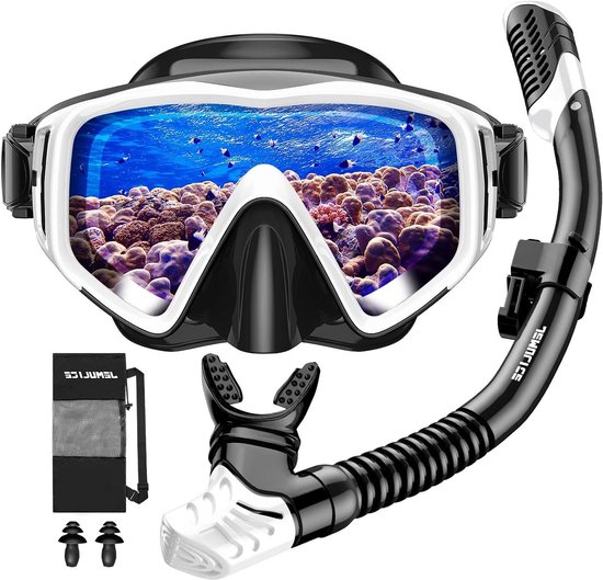 Ensemble tuba adulte - Masque de plongée et tuba sec - Homme et femme - Anti-fuite et anti-buée - Verre trempé - Plongée, snorkeling et natation