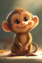 Affiche Bébé Singe - Posters Animaux - Dessin Animé - Décoration murale Chambre Enfant - Papier 180 grammes - 5842DZ - Format 60 x 90 cm