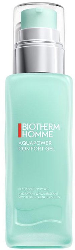 BIOTHERM HOMME Aquapower Comfort Gel in een turquoise flesje met zilveren pompje
