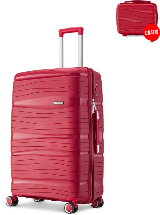 SKYCASES Travel One Handbagage Koffer – 40L – Cijferslot – 35x21x54 cm – Lichtgewicht & Duurzame Trolley – Inclusief Pouch – Rood
